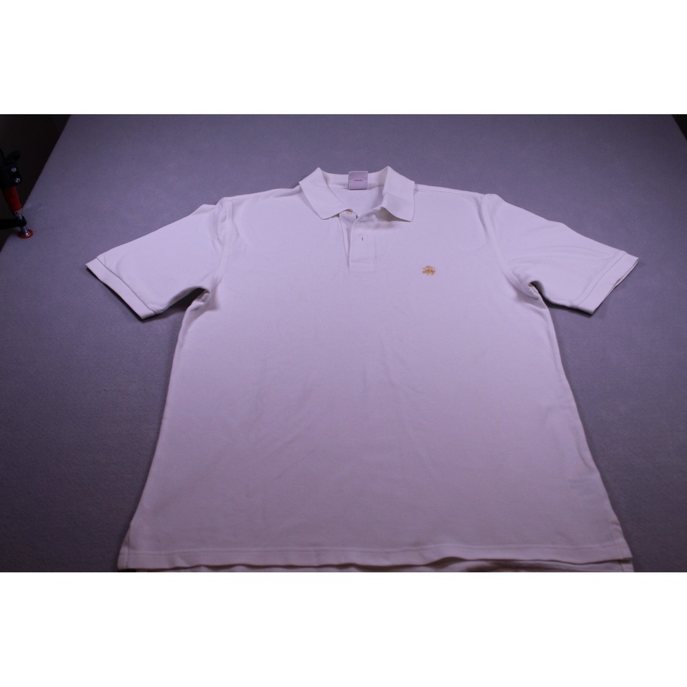 Brooks Brothers 346 Mens White Pique Cotton Polo Shirt Original Fit Size M
